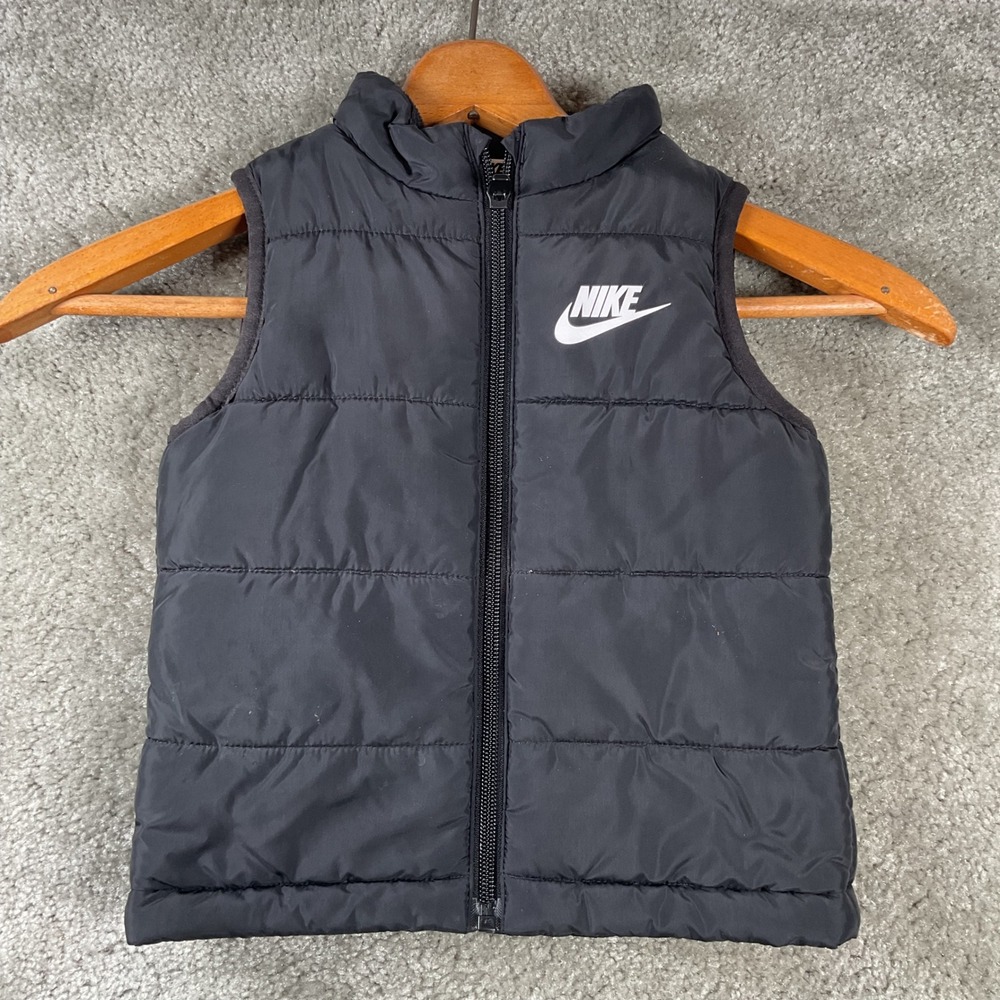 Nike Puffer Vest Toddler 2T Black Quilted Full Zip Sleeveless Jacket L643-023